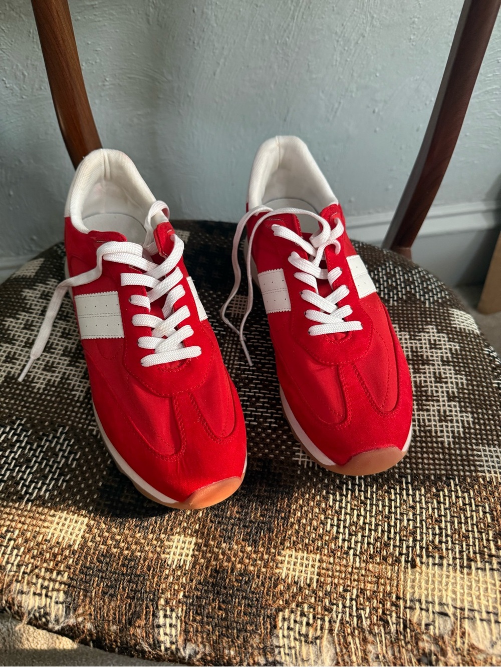 Red Steve Madden Percie Athletic Sneakers with White Accents 9.5
